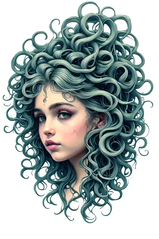 Medusa Hair With A Girl Face Made