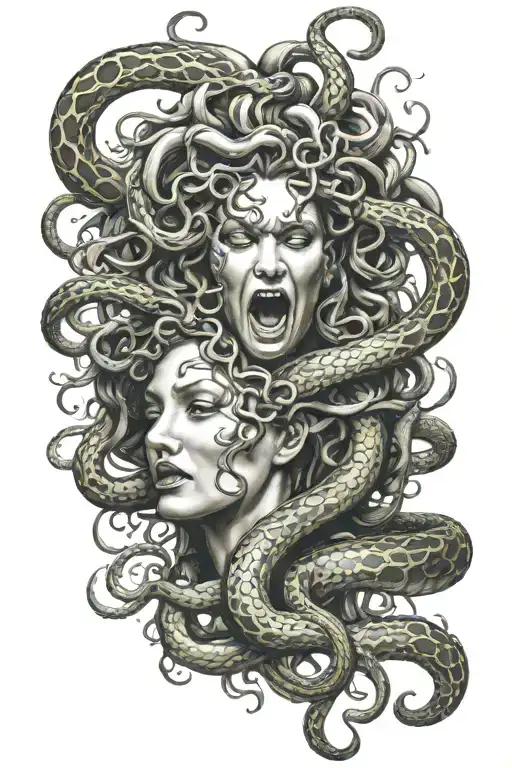 Realistic Medusa Torso & Head Surrounded By Snakes