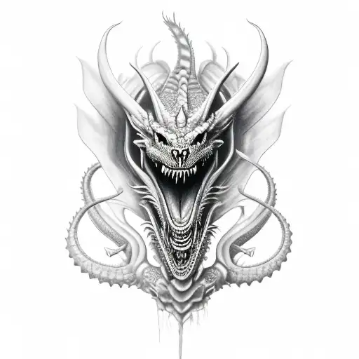 Dragon Around Viking Skull