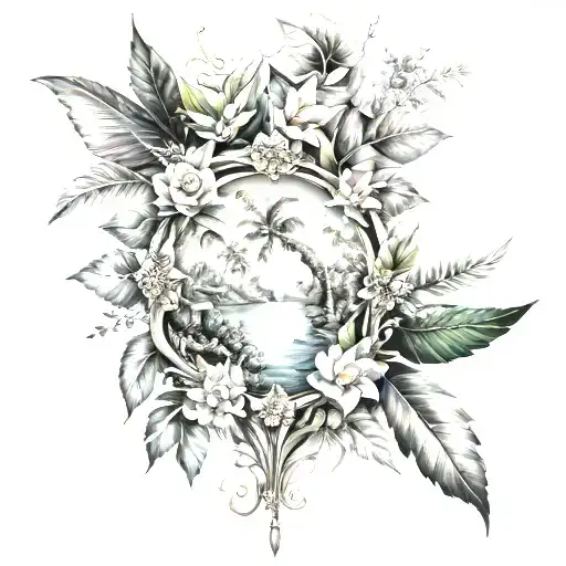 Paradise Nature Back Tattoo Sleeve