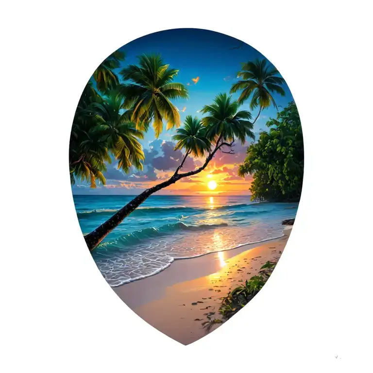 Enterolobium Cyclocarpum Tree On A Costa Rica Sunset Beach