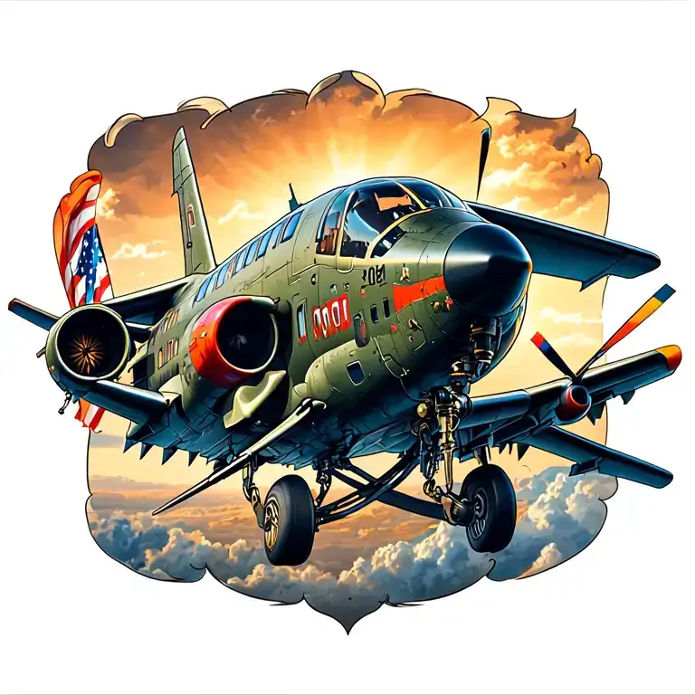 Aviation Inspired Full Back Tattoo Design
