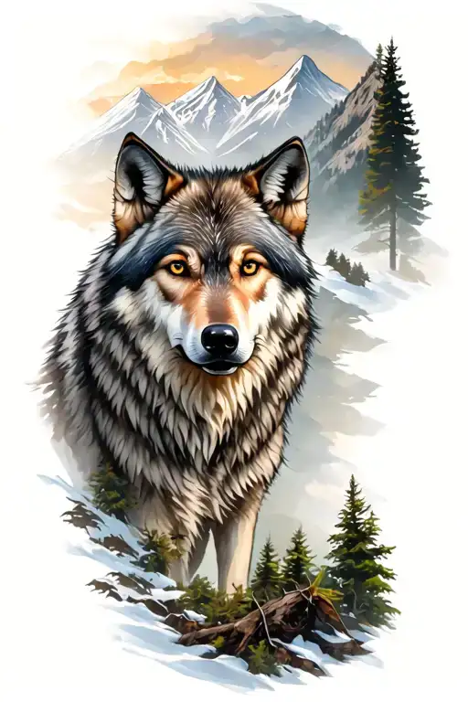 Wolf And Woods And Mountains