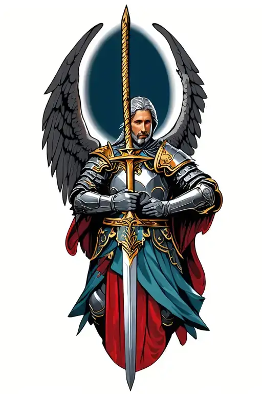 Guardian Knight Angel Holding A Sword