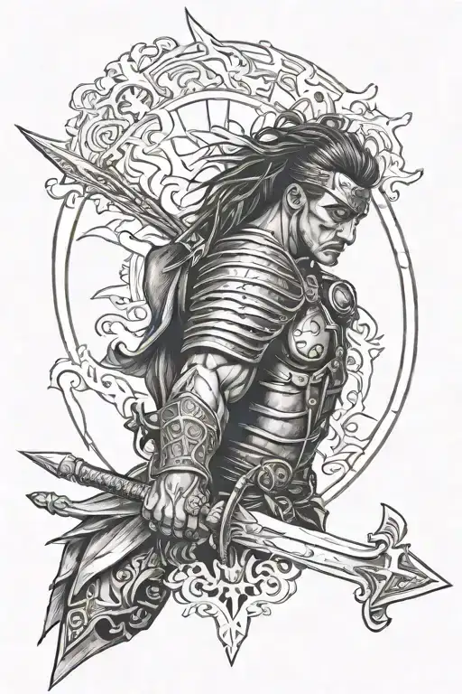 Warrior And Sword Piercing