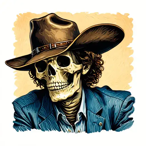 Van Gogh Skeleton With Cowboy Hat