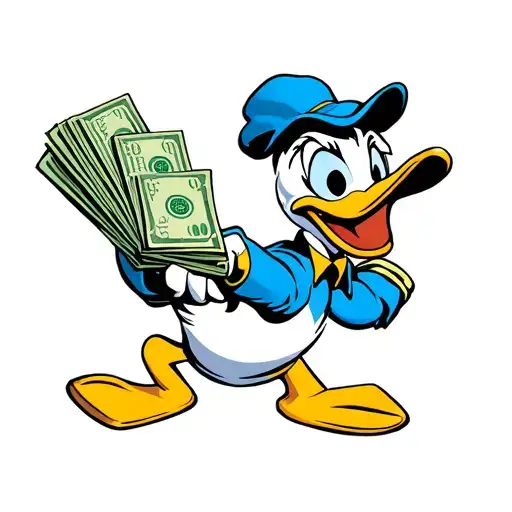 Donald Duck Holding Stack Of Cash