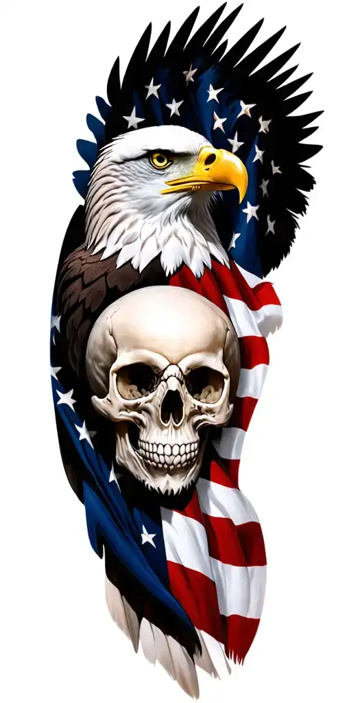 Eagle Us Flag Skulls Surrounded