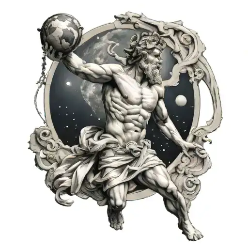 Greek God With Jug Around Planet
