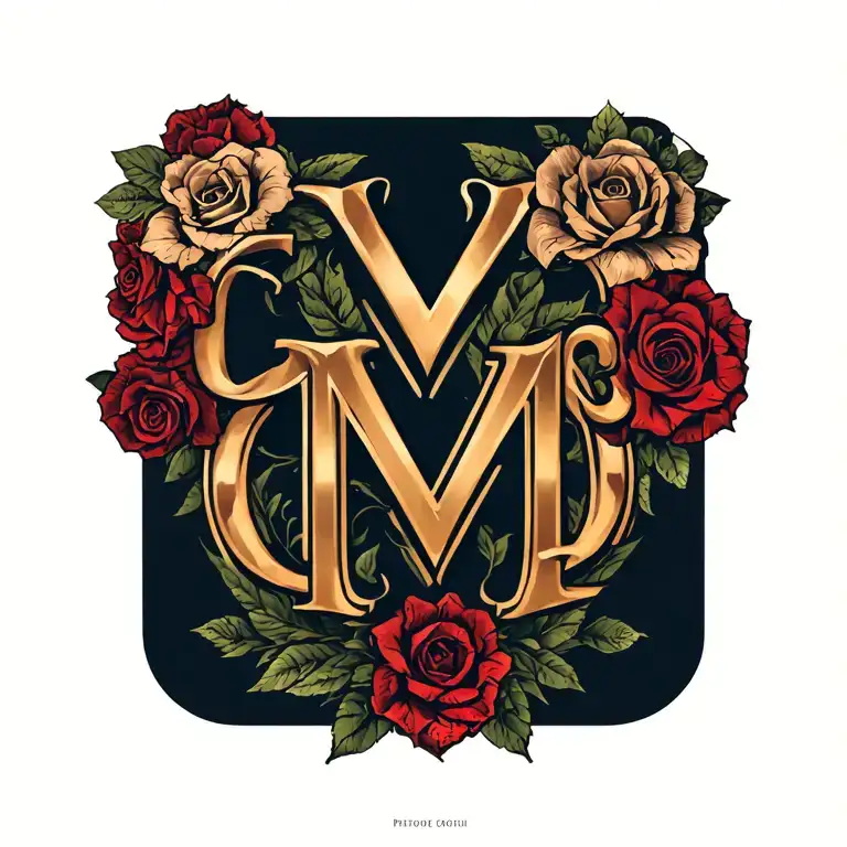 Monogram Tattoo Design Featuring C And M