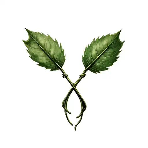 2 Roman Leaves Intertwined