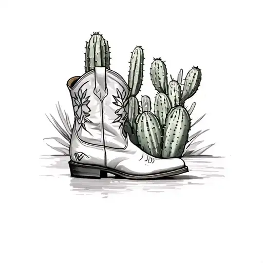 Prickly Pear Cactus In Cowboy Boot