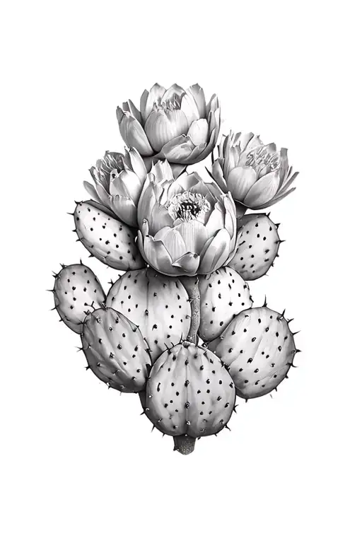 Prickly Pear Cactus With Flowers