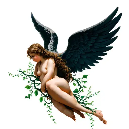 Biblical Angel Wings With Vines And Plant Life