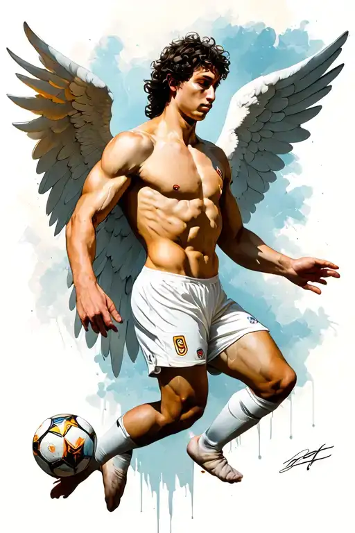 Futbol Y Angel Stretching Out His Hand