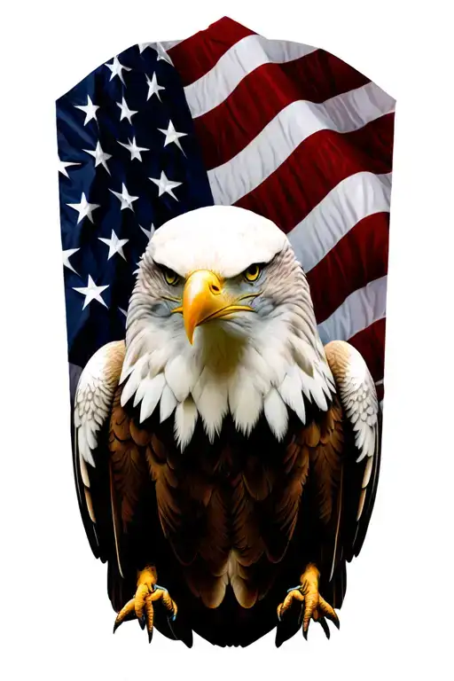 Bald Eagle American Flag Wings Spread