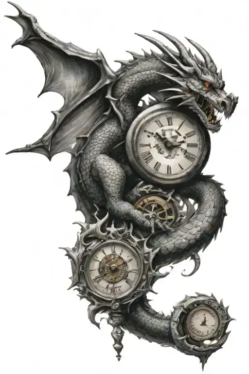 A Dragon And A Small Clock
