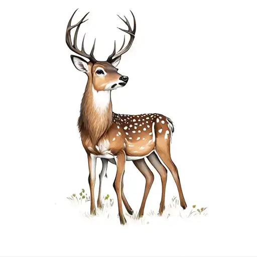 A Deer And A Fawn In The Woods