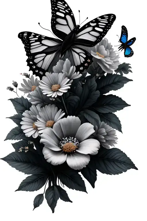 Dainty Mixed Florals With Butterflies