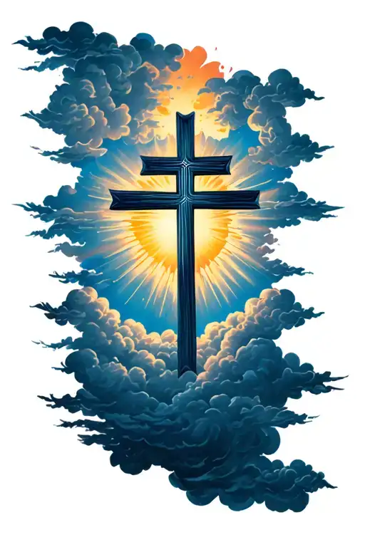 Cross With Clouds And Sun