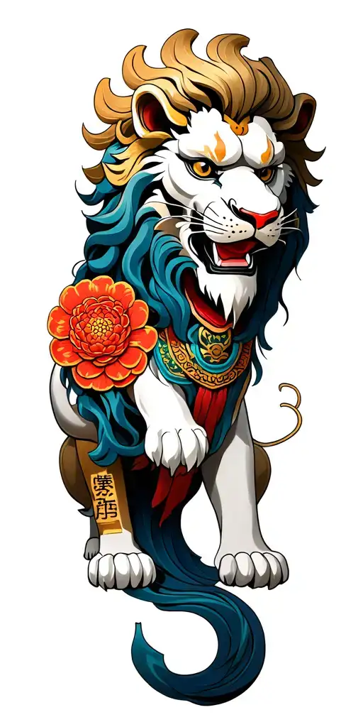 Japanese Lion Temple Surrounded