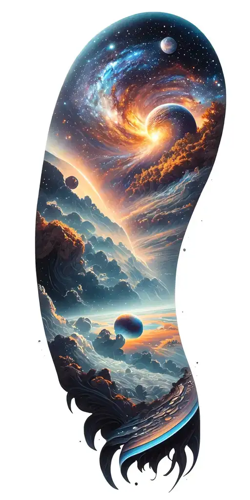 Galaxy Landscape With Technology