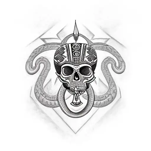 Mayan Inspired Warrior Sleeve With A Snake And A Skull