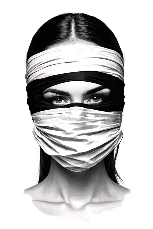 Blindfolded Woman Face Realistic Portrait