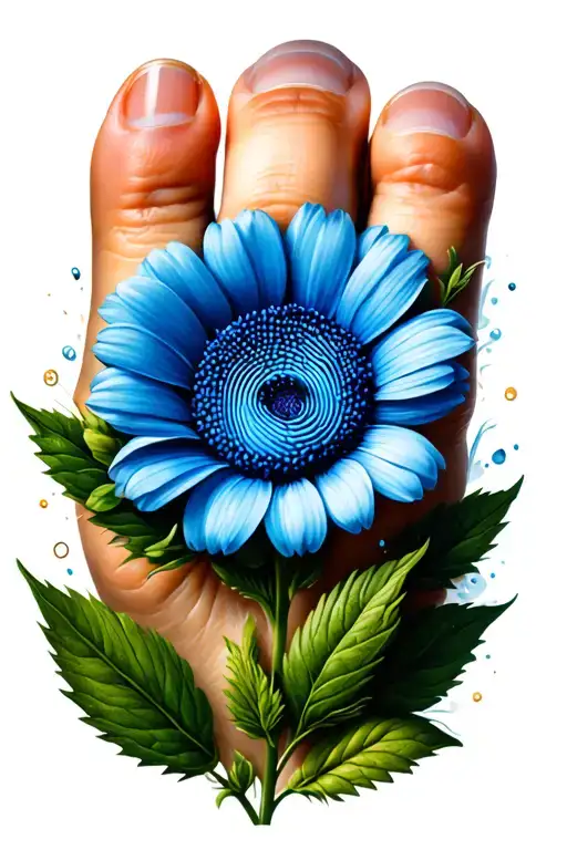 Finger Print In Blue Flower