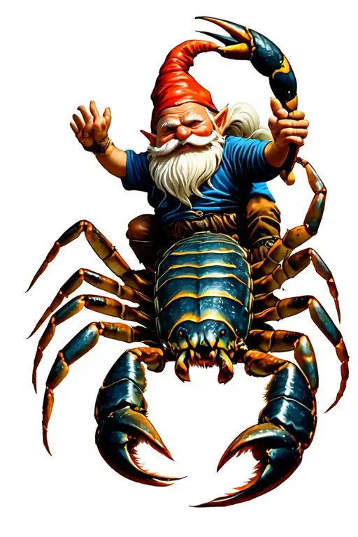 A Gnome Riding A Scorpion Into Battle