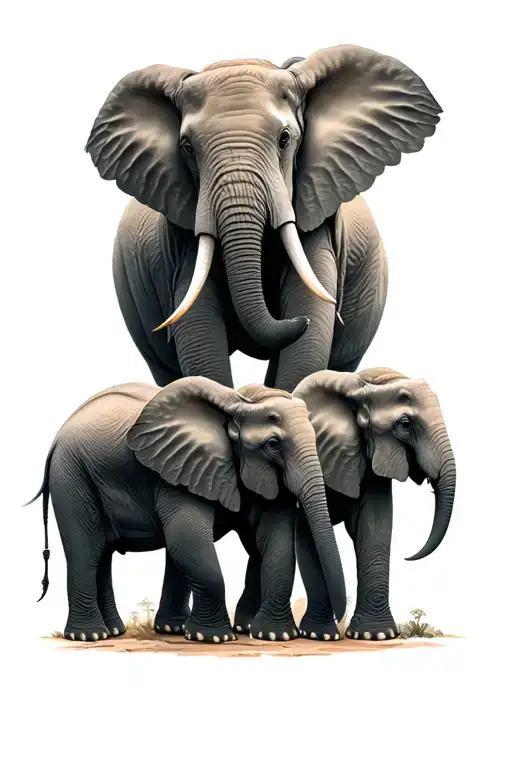 3 Female Elephants Protecting