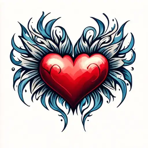Two Hearts With Tribal On Both Sides