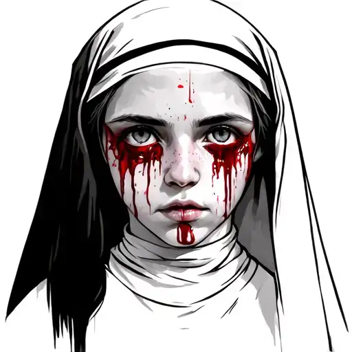 Young Nun Without Eyes And Bloody Tears