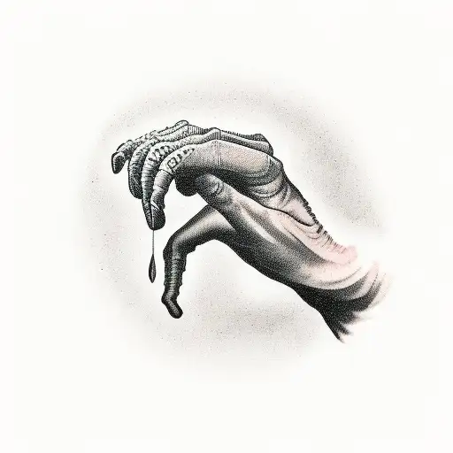 Alien Hand Reaching Down From Space And Human Hand Reaching Up From Earth Almost Touching Finger Tip