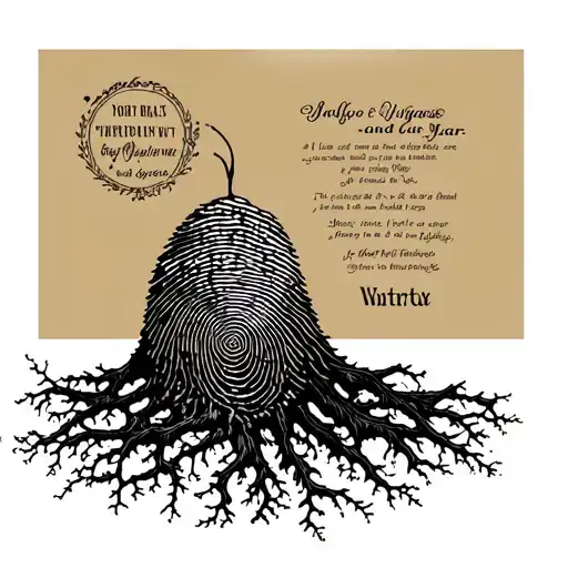 Thumb Print With Names As Roots And Year Below Roots