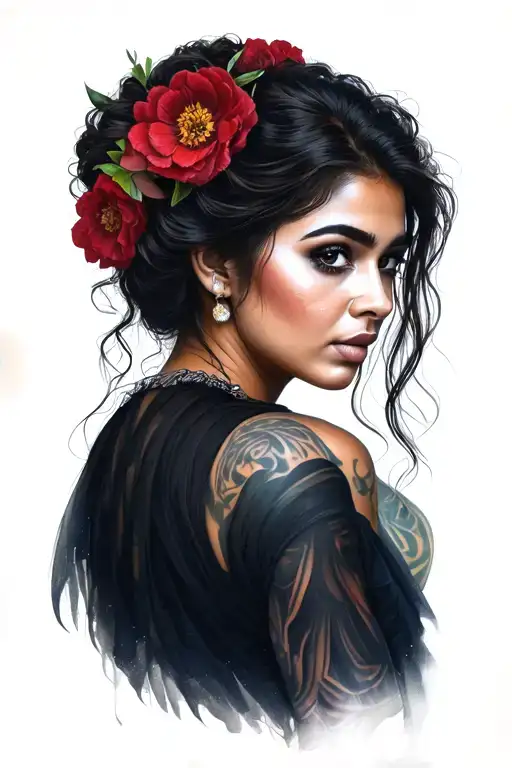 Rostro Mujer Mirando Al Frente