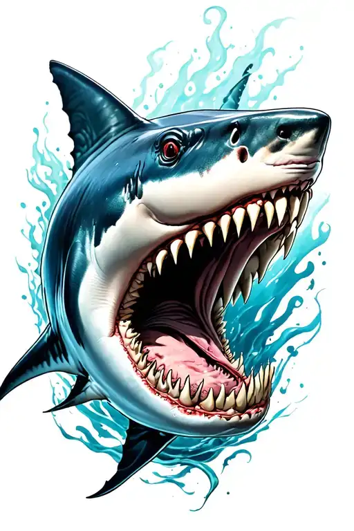 Shark Whit Big Teeth An Aggressive