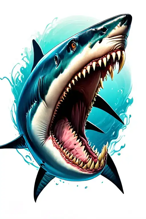 Shark Whit Big Teeth An Aggressive Side Perspektive