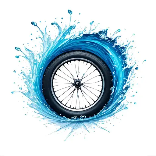 Bicycle Wheel With Hockey Rink Center Ice Line Intersecting Wheel And Transforming To A Wave