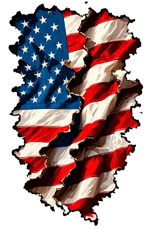 Torn American Flag Intertwined