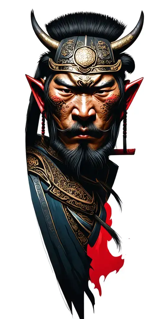 Samurai Warrior Mascara De Oni