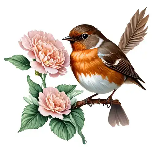 Robin Bird With Carnation Flower