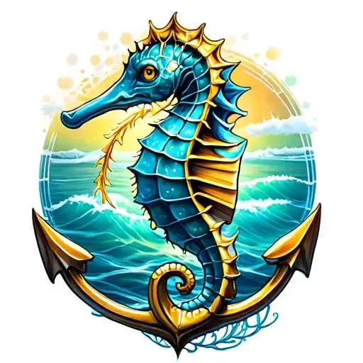 Seahorse And Anchor Intertwined