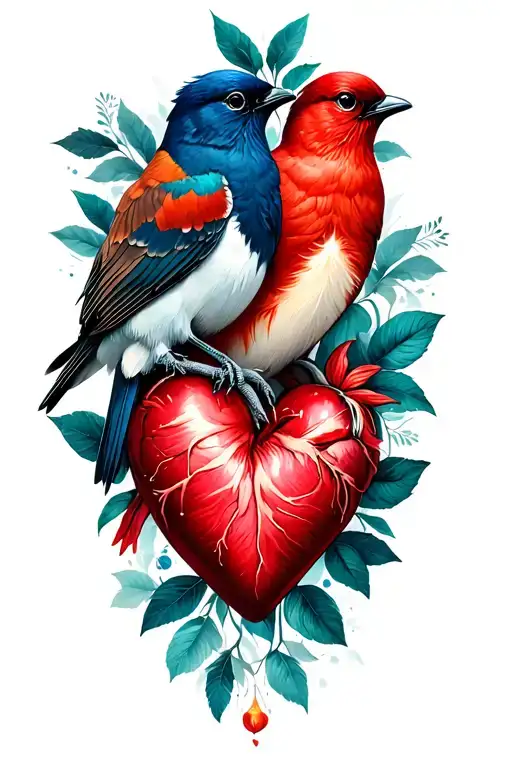 Nettyla Miles Tattoo Design Combining With Heart And Birds