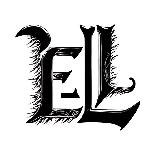 E L In Hebrew Text 3D Shaded Out