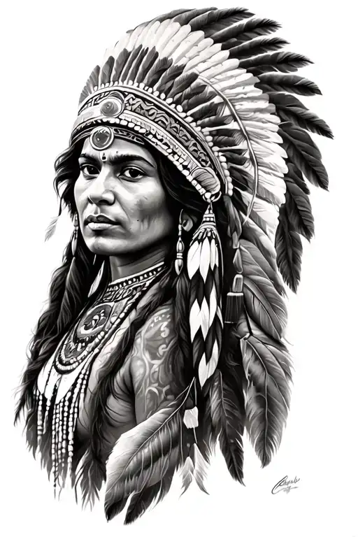 Brazilian Indian With Headdress