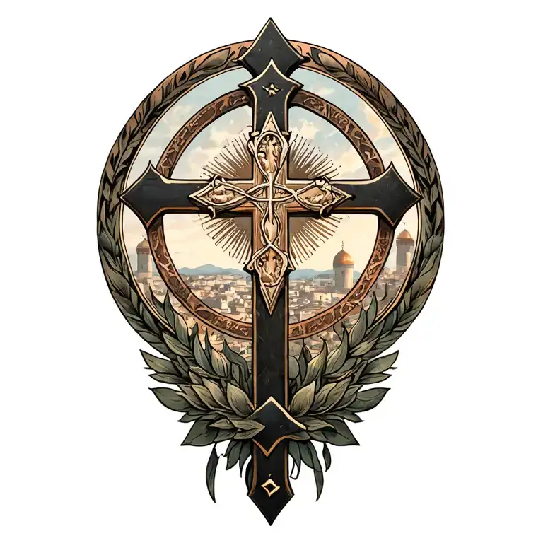 Jerusalem Cross Surrounded