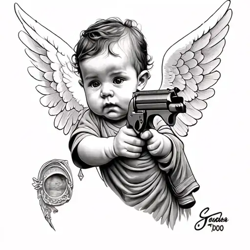 Gangser Street Baby Angel Aiming A Gun