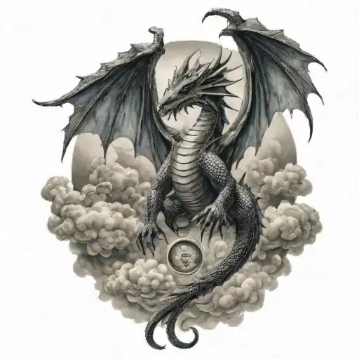 Fantasy Full Body Dragon Flying Up To Heaven Carrying