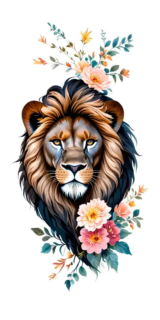 Leo Lion With Flowers
